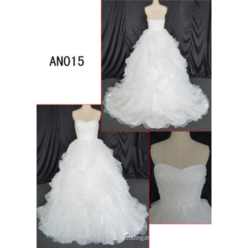 Ivory Strapless Wedding Dress Ball Gown with Pleats Ruche Dress